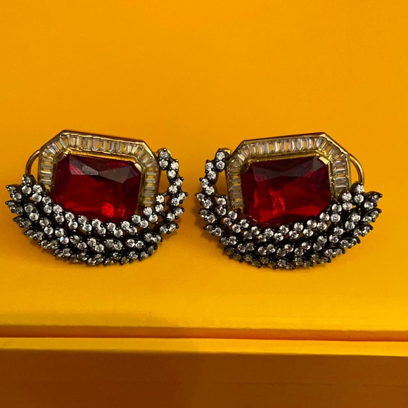 Cubic zirconia or AD with ruby faux stone - Picture 1 of 3